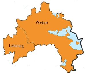 Karta över Lekebergs och Örebros kommungränser