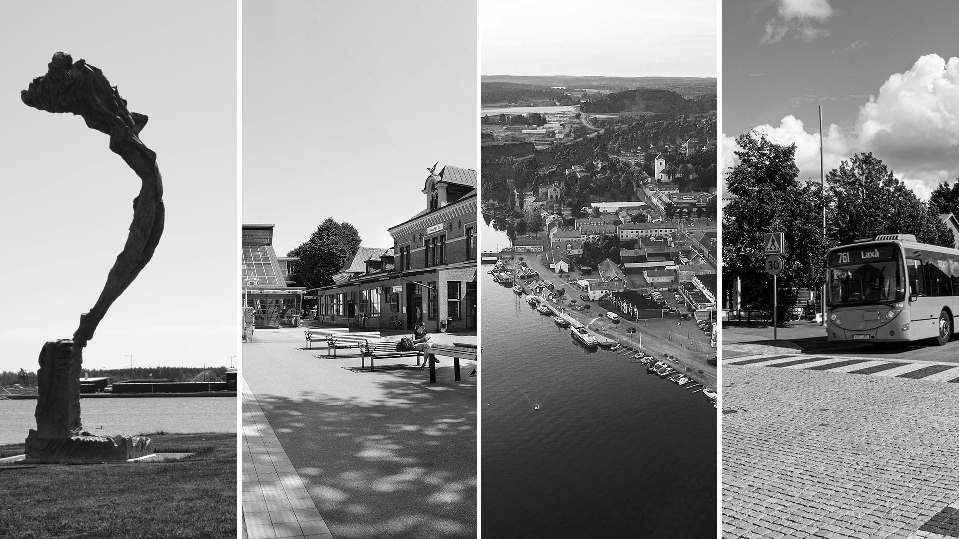 Bildcollage från de fyra kommunerna Kumla, Hallsberg, Askersund och Laxå
